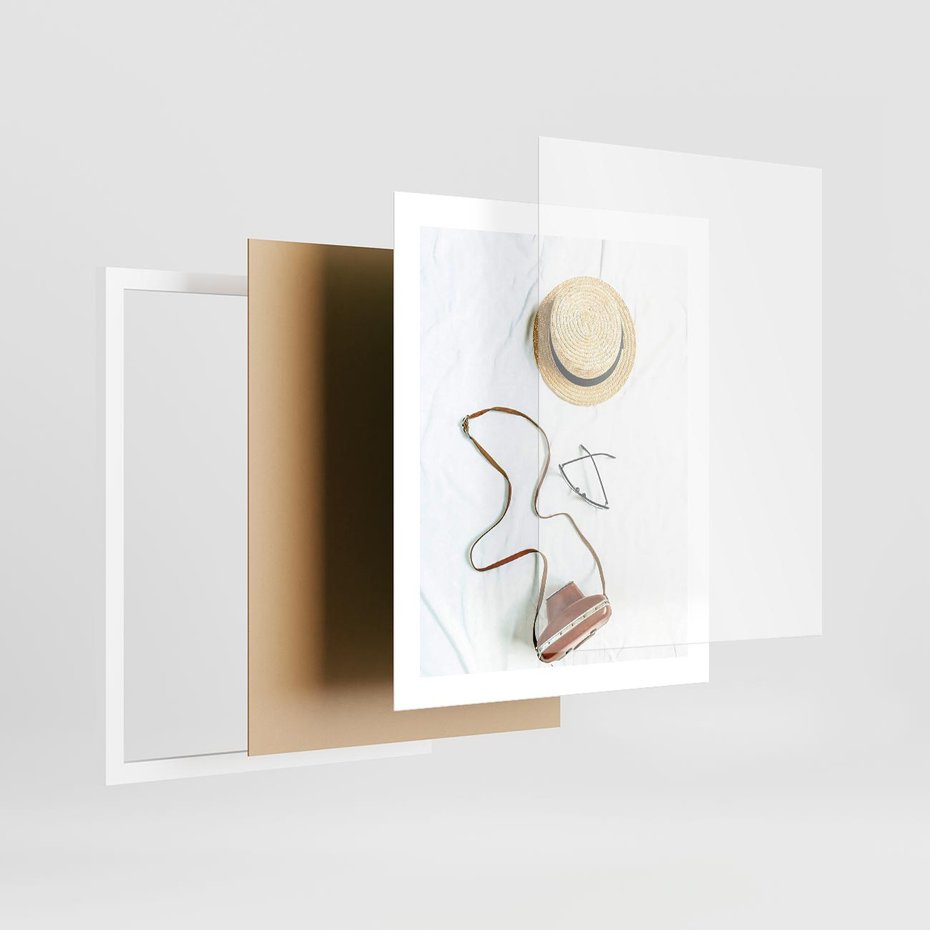 Plakat w ramie 40x50 - Artystyczna Dusza - boho kompozycja, kapelusz słomkowy - rama biała