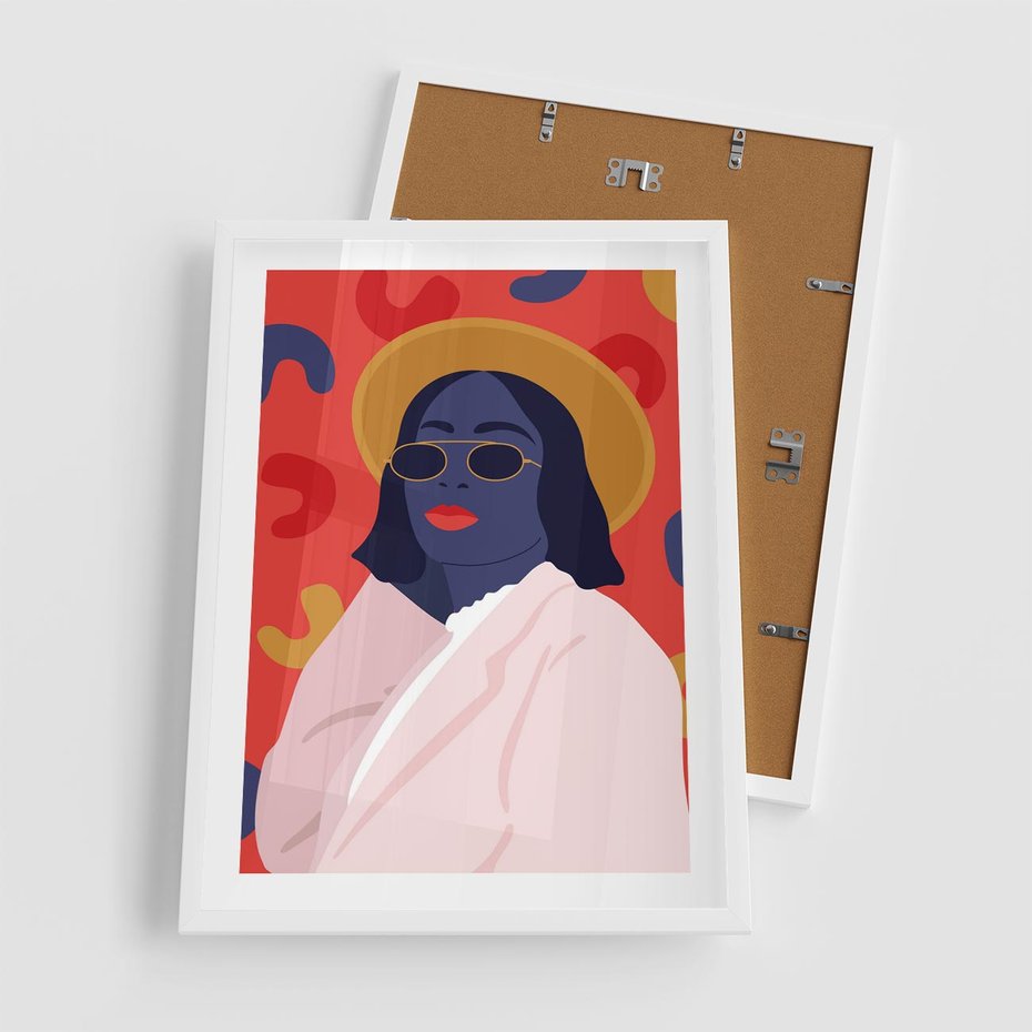 Plakat w ramie 50x70 - Kobieca Przenikliwość - nowoczesny plakat, styl retro - rama biała