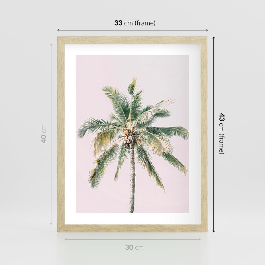 Plakat w ramie 30x40 - Błogość Tropików - palma, tropiki - rama drewno