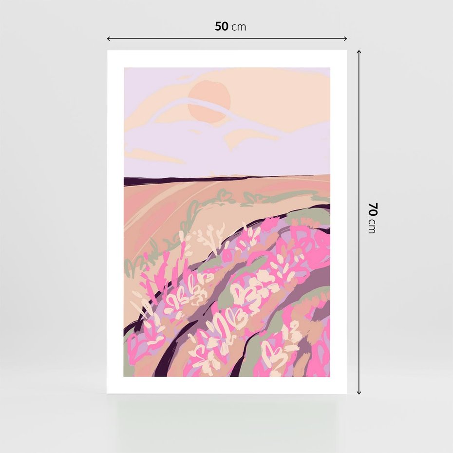 Plakat bez ramy 50x70 - Harmonijny Świt - pastelowy krajobraz, nowoczesny plakat