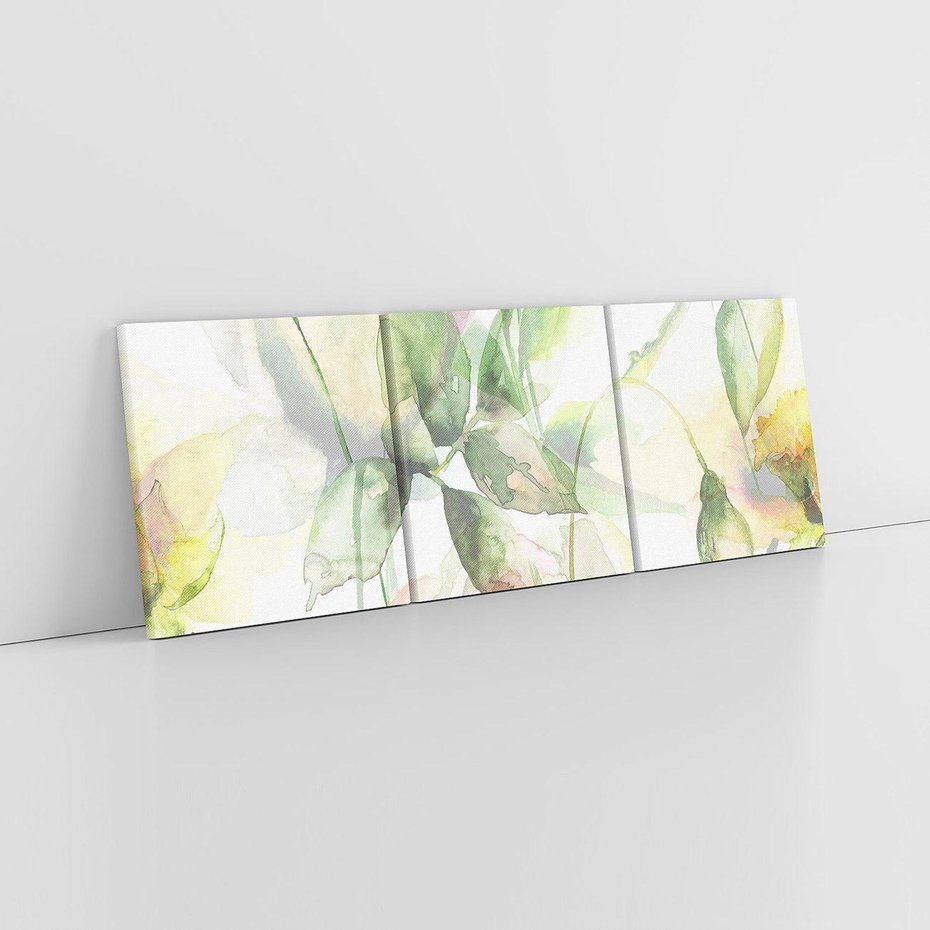 Obraz na płótnie 90x30 - Delikatne Kolory - akwarelowe, kwiaty