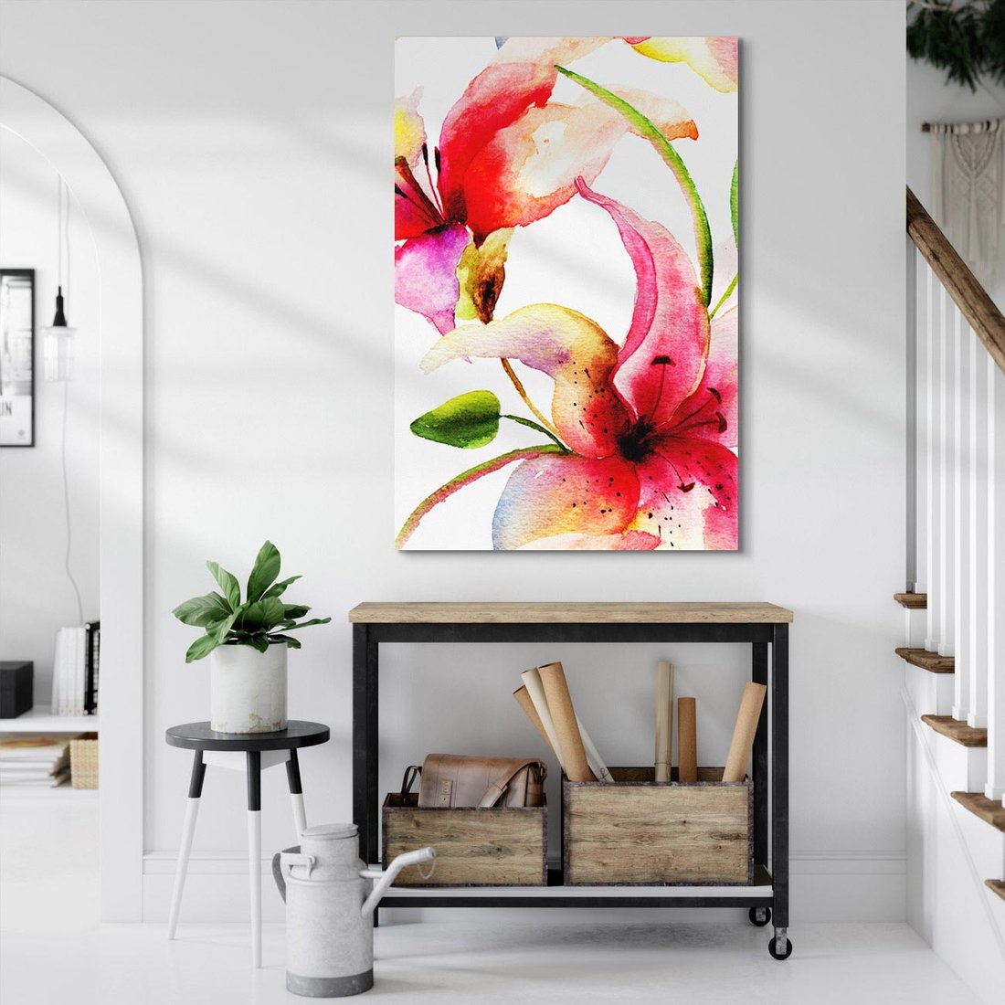 Obraz na płótnie 50x70 - Kwiaty w akwareli - delikatne piękno - kwiaty, akwarela