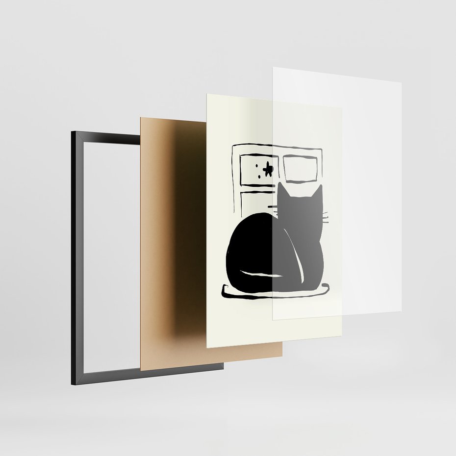 Zestaw obrazy w ramie 50x70 galeria - Koty, abstrakcja, sztuka - rama czarna