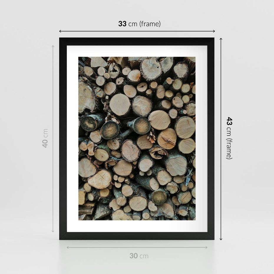 Plakat w ramie 30x40 - Bliskość Natury - drewno, las - rama czarna