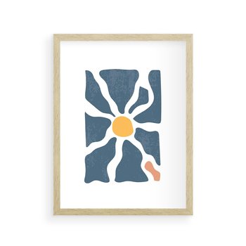 Plakat w ramie 50x70 - Kwiatowy Rezonans - nowoczesna kwiatowa grafika, styl retro - rama drewno