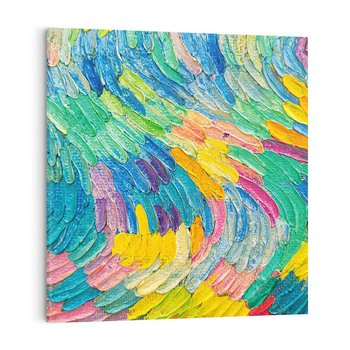 Obraz na płótnie 40x40 - Egzotyczne Pióra - abstrakcyjne dzieło, farby olejne