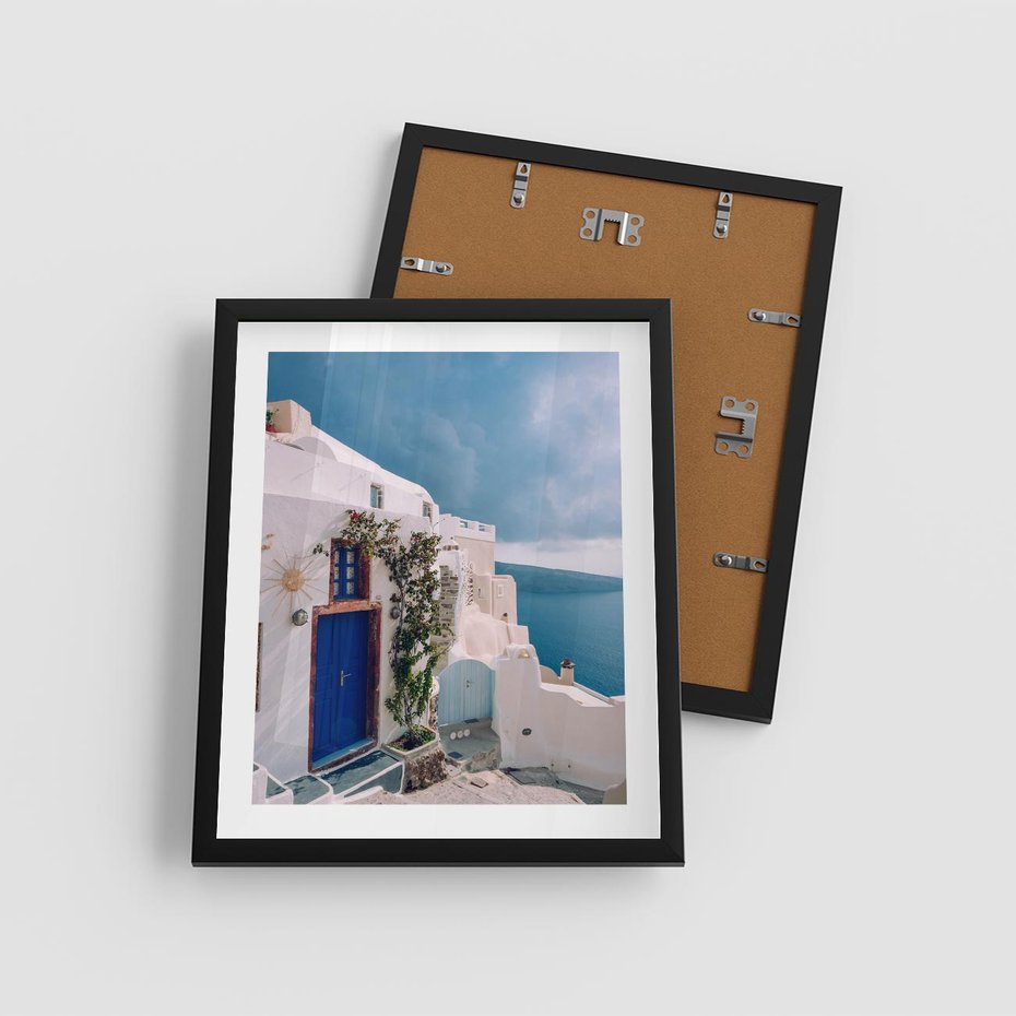 Plakat w ramie 40x50 - Urok Greckiej Wyspy - Santorini, Grecja - rama czarna
