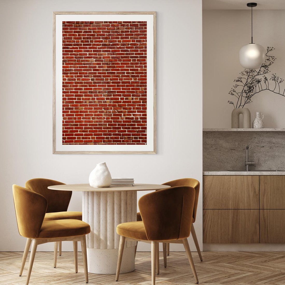 Plakat w ramie 50x70 - Mur z Cegieł - cegły, mur - rama drewno