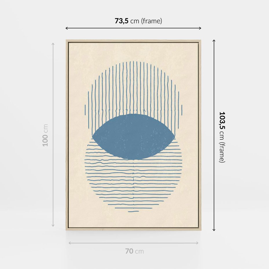 Obraz w ramie 70x100 - Wnętrza Refleksji - geometryczne kształty, koła - rama drewno