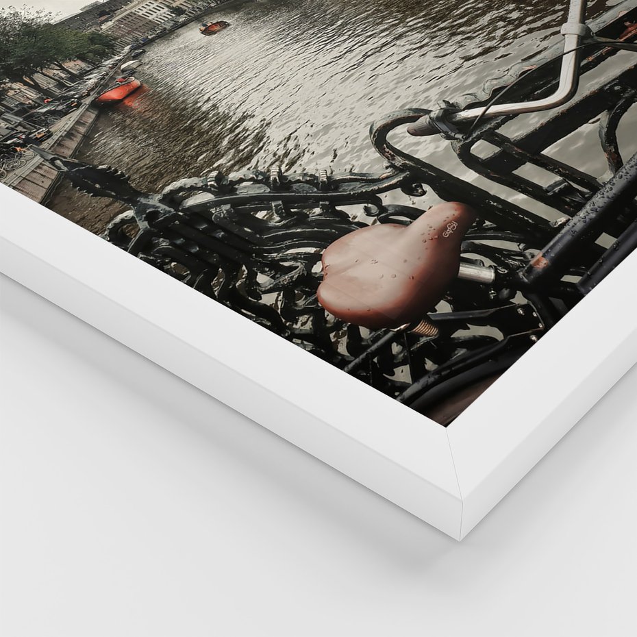 Zestaw obrazy w ramie 30x40 galeria - Kanały, miasto, woda, jesień - rama biała