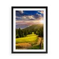 Plakat w ramie 50x70 - Zachód słońca na łące - zachód, łąka - rama czarna
