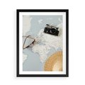 Plakat w ramie 50x70 - Świat w Kadrze - mapa, aparat - rama czarna