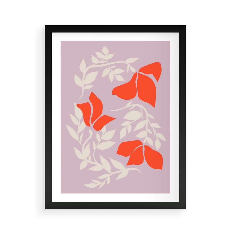 Plakat w ramie 50x70 - Kwiatowa Kreatywność - nowoczesny plakat, roślinne motywy - rama czarna