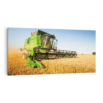 Obraz na płótnie 120x60 - Złociste żniwa na kombajnie - kombajn, zboże