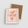 Plakat w ramie 40x50 - Przenikające Kształty - minimalistyczny plakat, pudrowe kwiaty - rama drewno