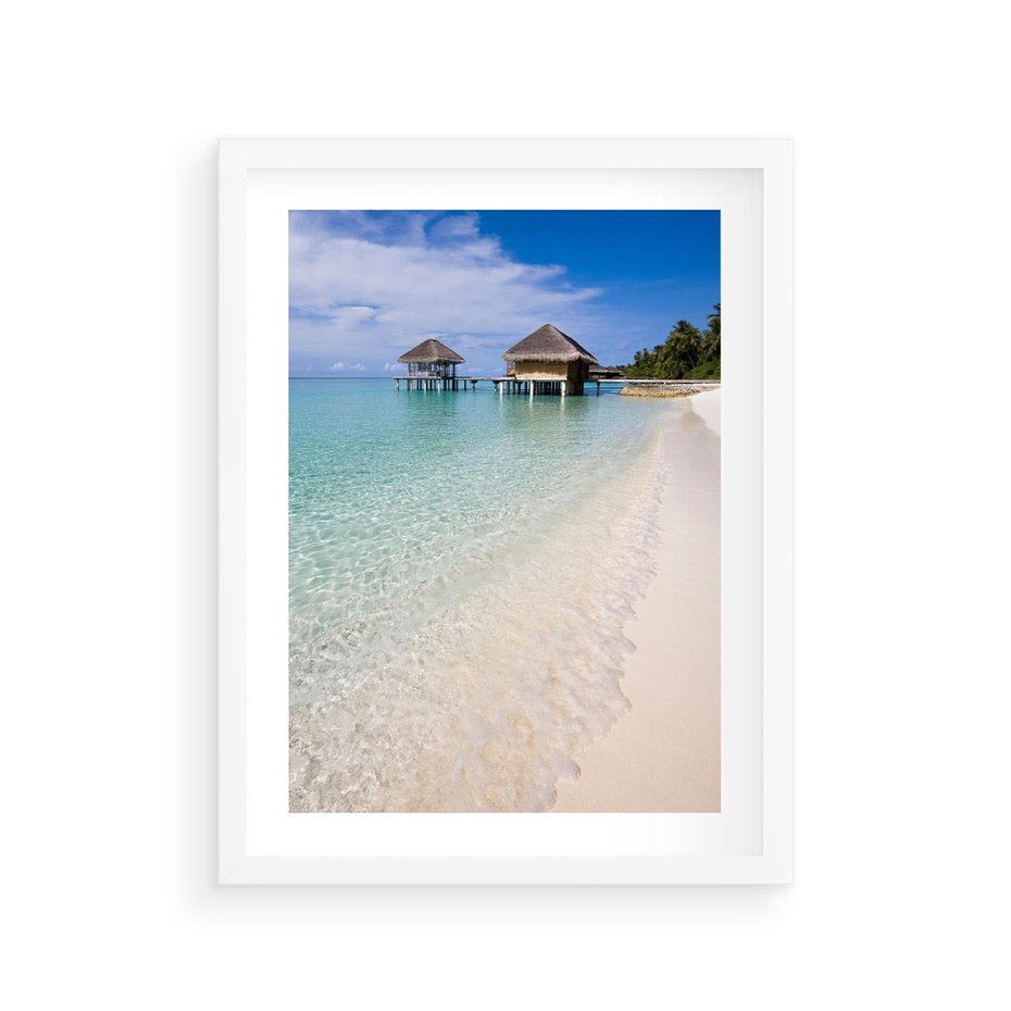 Plakat w ramie 30x40 - Rajski klimat plaży tropikalnej - plaża, tropiki - rama biała