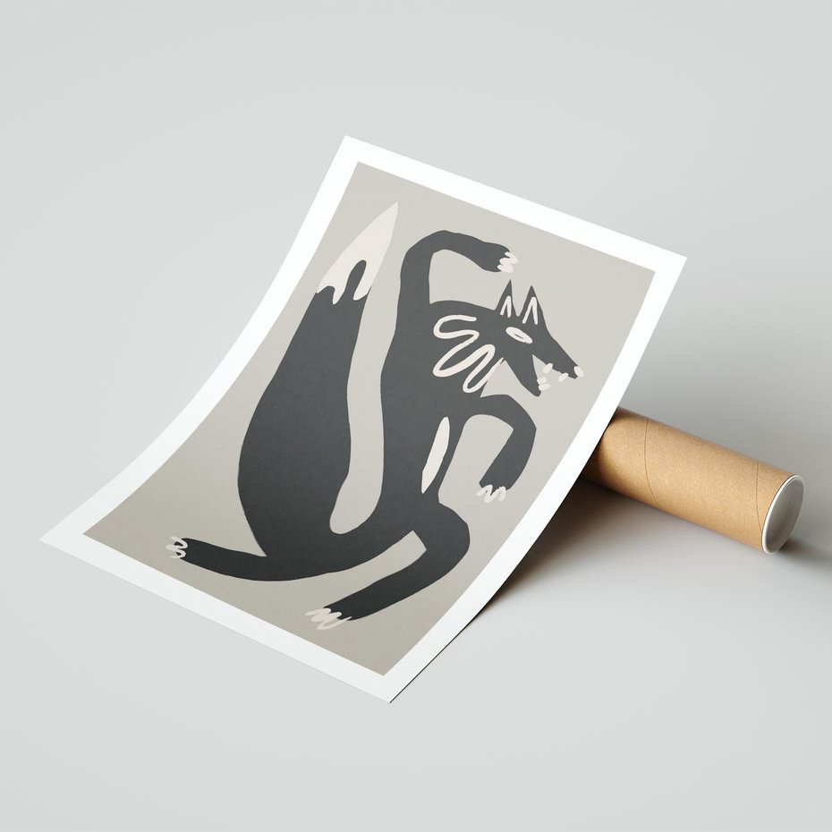 Plakat bez ramy 40x50 - Strukturalne Odbicia Północy - skandynawska sztuka, lis