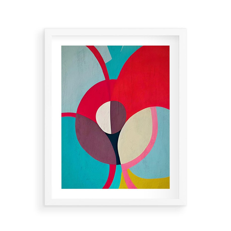 Plakat w ramie 40x50 - Kolorowe Odsłony Inspiracji - abstrakcyjny obraz, olejny - rama biała