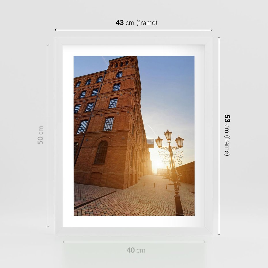 Plakat w ramie 40x50 - Perspektywa uliczki - uliczka, perspektywa - rama biała