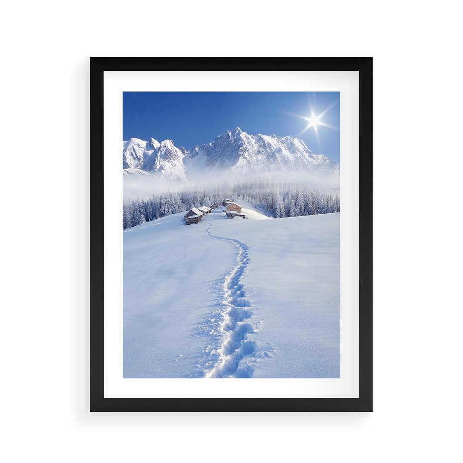 Plakat w ramie 40x50 - Magia zimowych gór - zima, góry - rama czarna