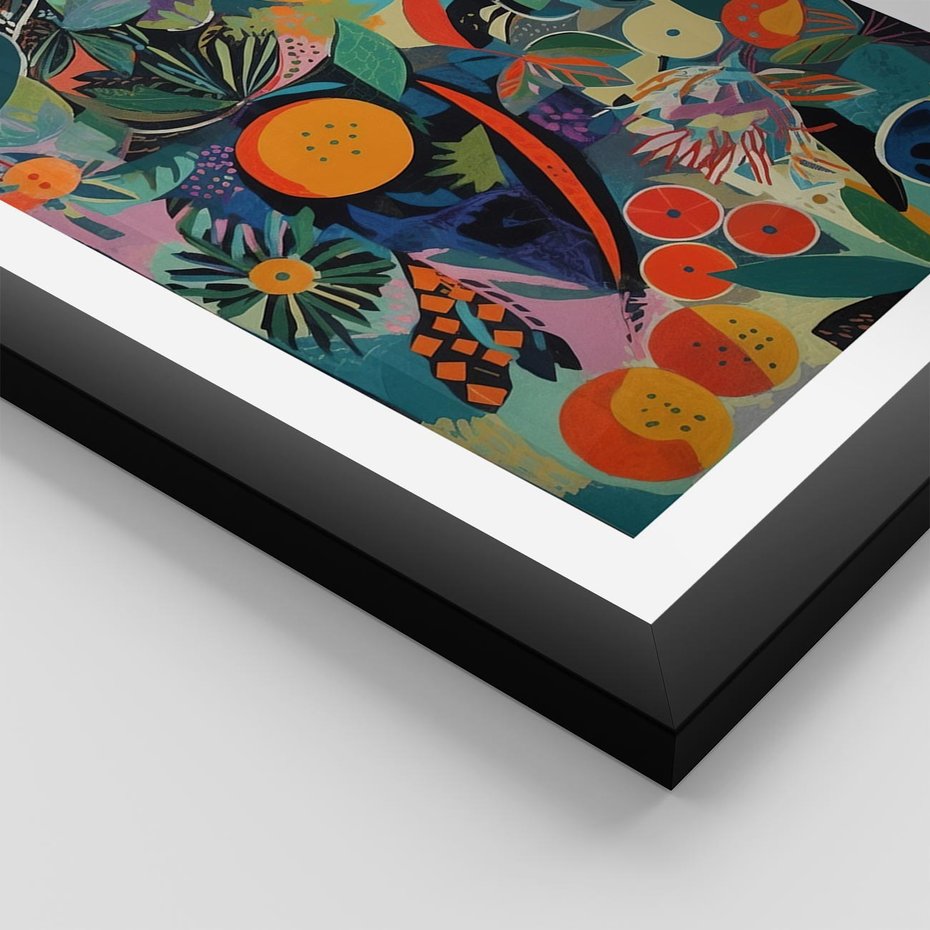 Plakat w ramie 40x50 - Echa Nietuzinkowych Wzorców - abstrakcyjny obraz olejny, jak picasso - rama czarna