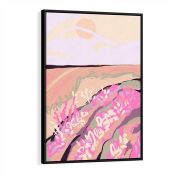 Obraz w ramie 50x70 - Harmonijny Świt - pastelowy krajobraz, nowoczesny plakat - rama czarna