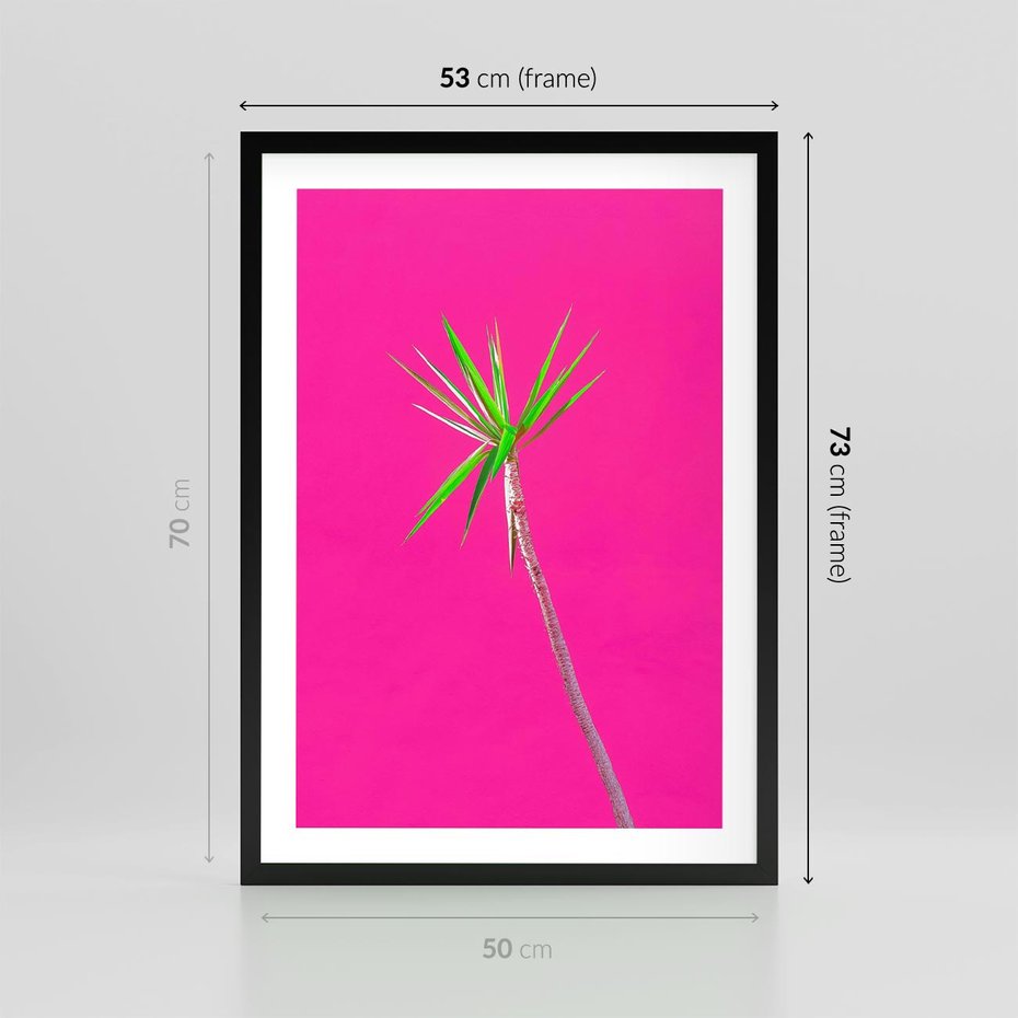 Plakat w ramie 50x70 - Retro Stylizacja - palma, liście - rama czarna