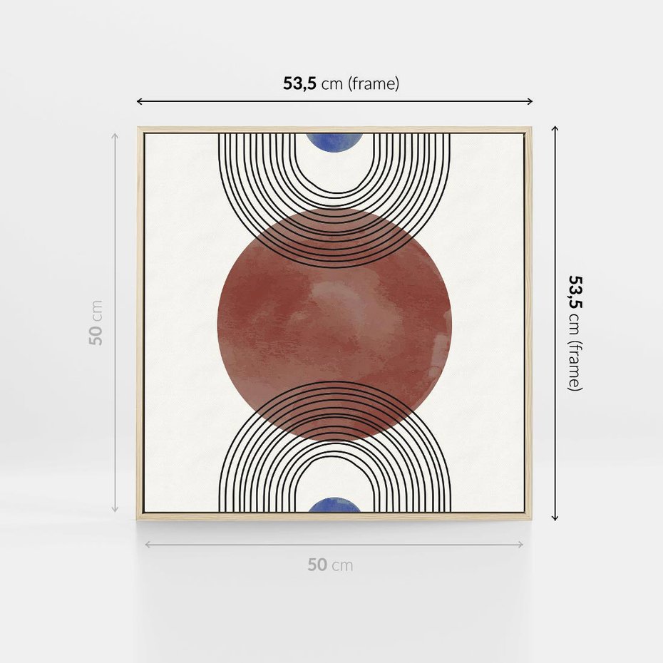 Obraz w ramie 50x50 - Księga Impulsów - nowoczesny plakat, styl midcentury - rama drewno