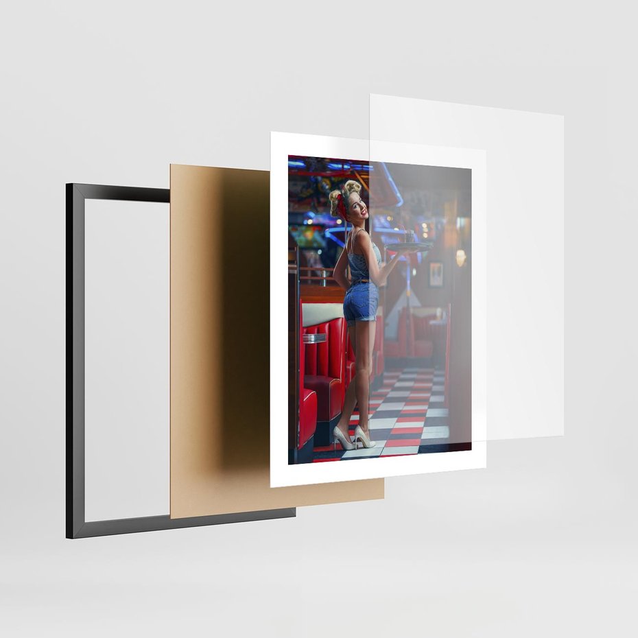 Plakat w ramie 40x50 - Czas Na Wyjątkowy Posiłek - restauracja, retro - rama czarna