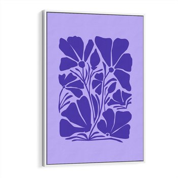 Obraz w ramie 50x70 - Migocące Boho Wibracje - kwiaty, energetyczne fioletowe tło - rama biała