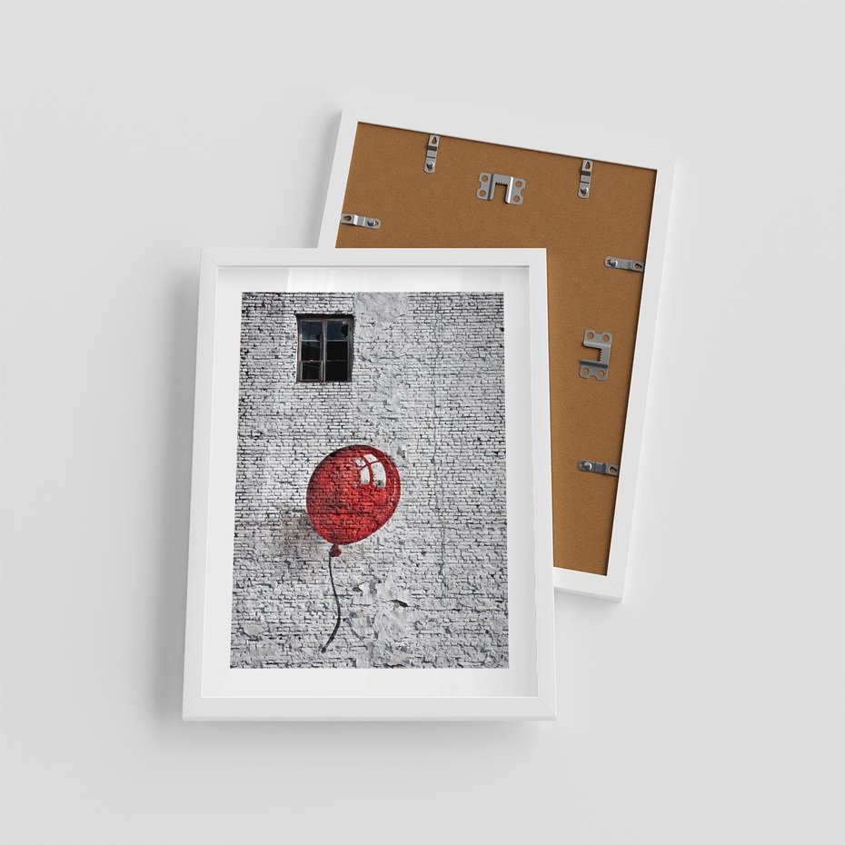 Plakat w ramie 30x40 - Mur Balonów - mur, balon - rama biała