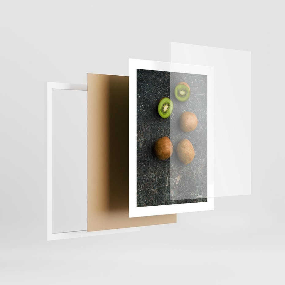 Plakat w ramie 30x40 - : Zdrowe kąski - kiwi, owoce - rama biała