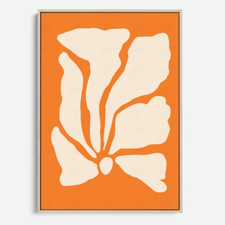 Obraz w ramie 70x100 - Wibracje Barw - abstrakcyjny boho plakat, pomarańczowe tło - rama drewno