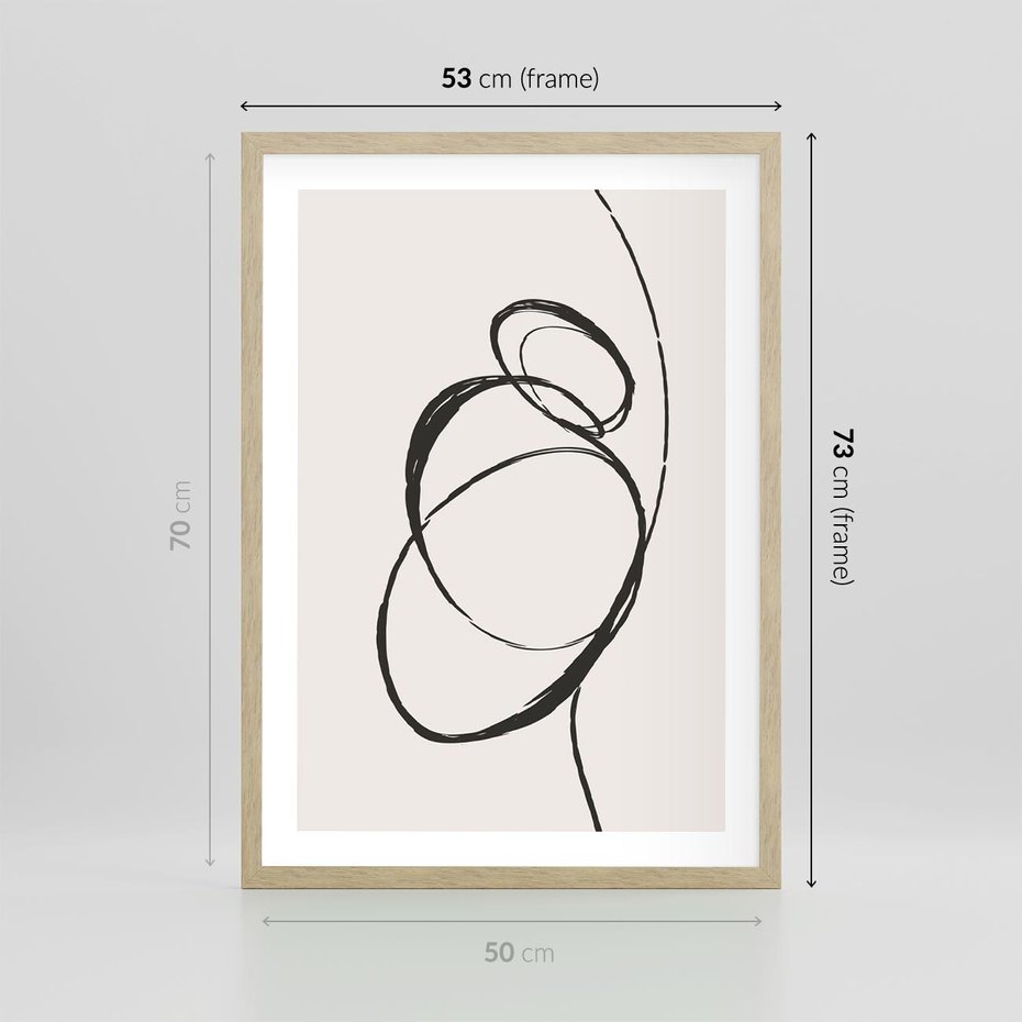 Plakat w ramie 50x70 - Modernistyczne Refleksje - abstrakcyjne szkicowane linie, minimalizm - rama drewno