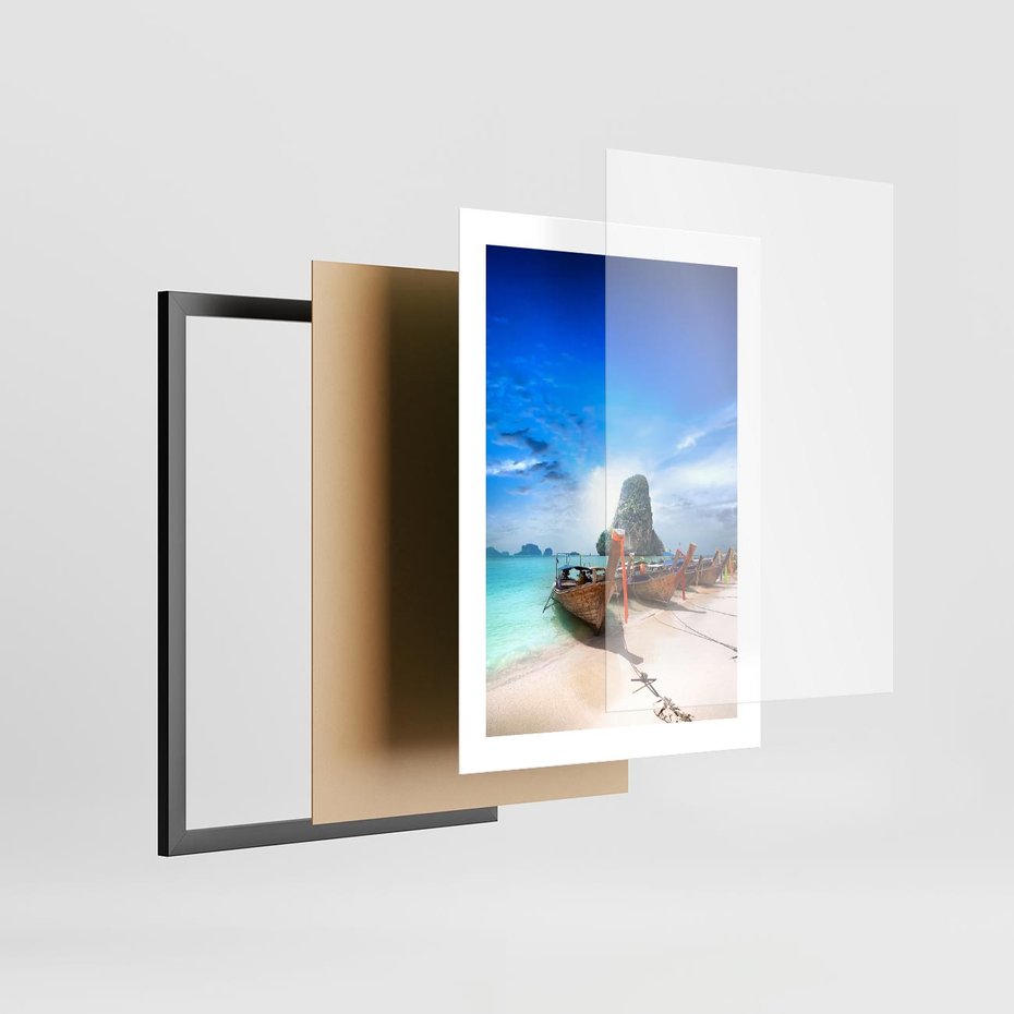 Plakat w ramie 30x40 - Morze na Łodzi - morze, łódź - rama czarna