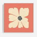 Obraz w ramie 80x80 - Malowane Kolorowe Echa - minimalistyczna grafika, biały kwiat na różowym tle - rama biała