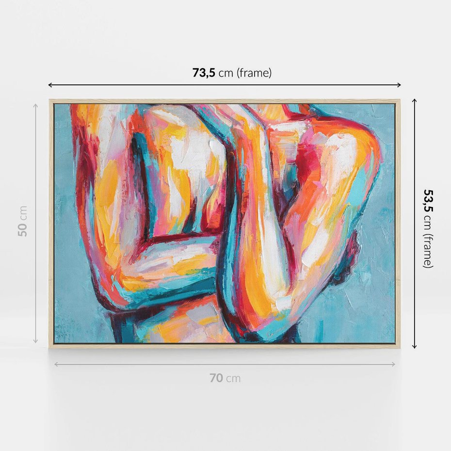 Obraz w ramie 70x50 - Nagie Natchnienie - obraz olejny, naga kobieta - rama drewno