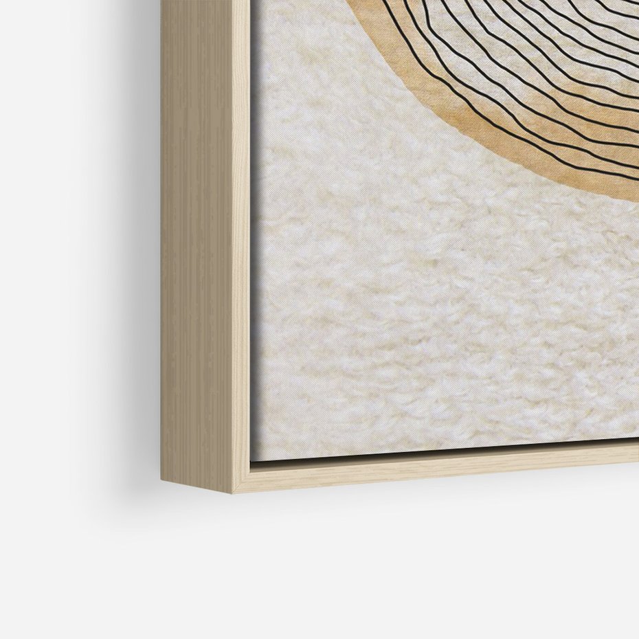 Obraz w ramie 50x70 - Zapisane w promieniach słońca - beżowe strukturalne tło, koła - rama drewno