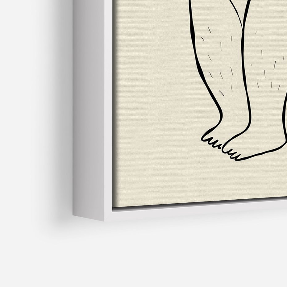 Obraz w ramie 80x120 - Migotliwe Refleksje - nowoczesny minimalistyczny rysunek, dziewczyna w bieliźnie - rama biała