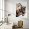 Plakat bez ramy 30x40 - Obraz Dzikiej Przyrody w Śnieżnym Otoczeniu - żubr, śnieg