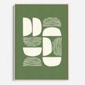 Obraz w ramie 50x70 - Migotliwe Formy - geometryczne boho kształty na brązowym, oliwkowym tle - rama drewno