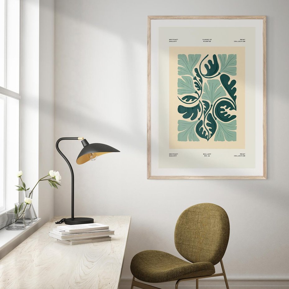 Plakat w ramie 40x50 - Podróżne Impresje - roślinne motywy, ornamenty - rama drewno