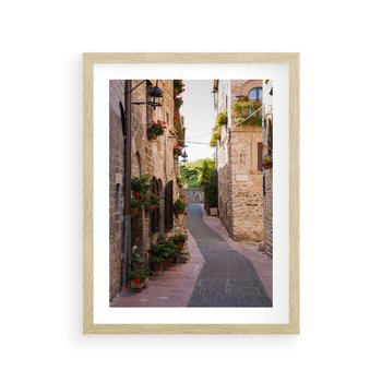 Plakat w ramie 30x40 - Miłość na Romantycznej Uliczce - romantyczna, uliczka - rama drewno