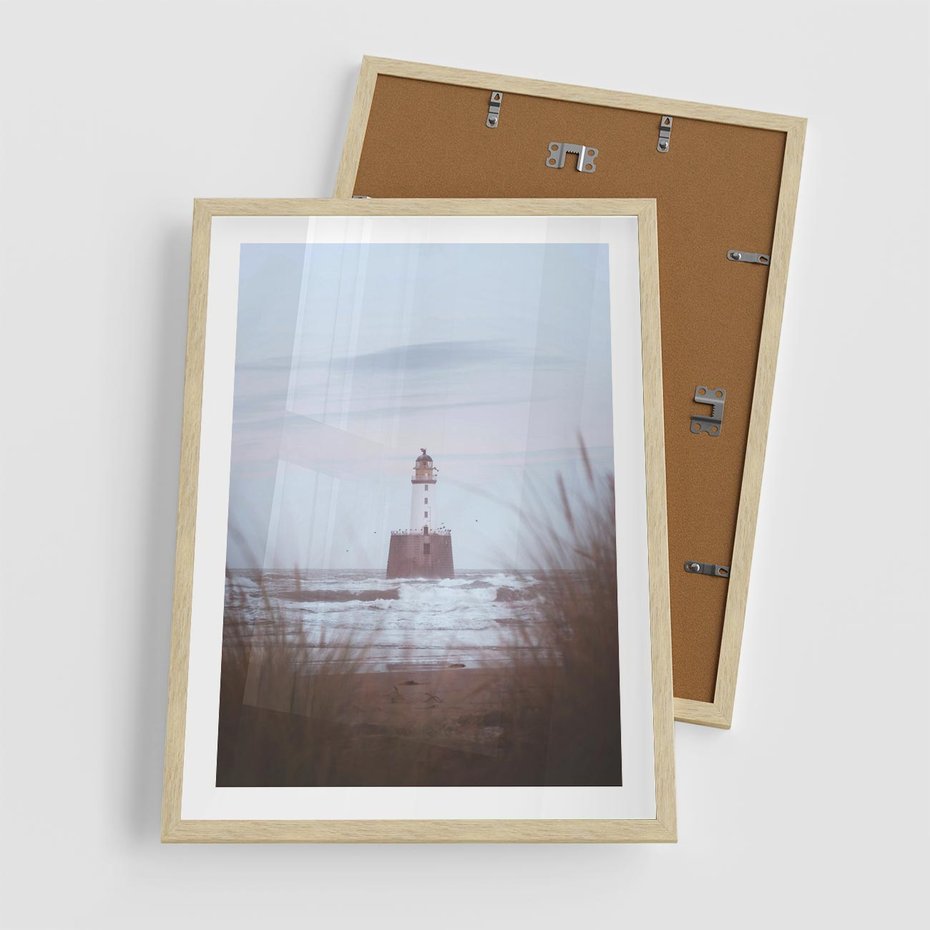 Plakat w ramie 50x70 - Magiczna Aura - latarnia, mgła - rama drewno