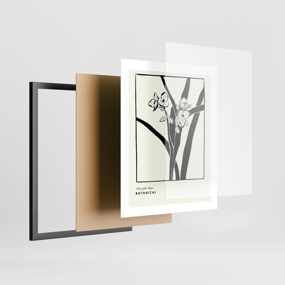 Plakat w ramie 40x50 - Symfonia kwiatowej ekspresji - kwiat, grafika - rama czarna