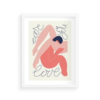 Plakat w ramie 50x70 - Dźwięk ciszy na płótnie - para zakochanych, graficzny obraz - rama biała