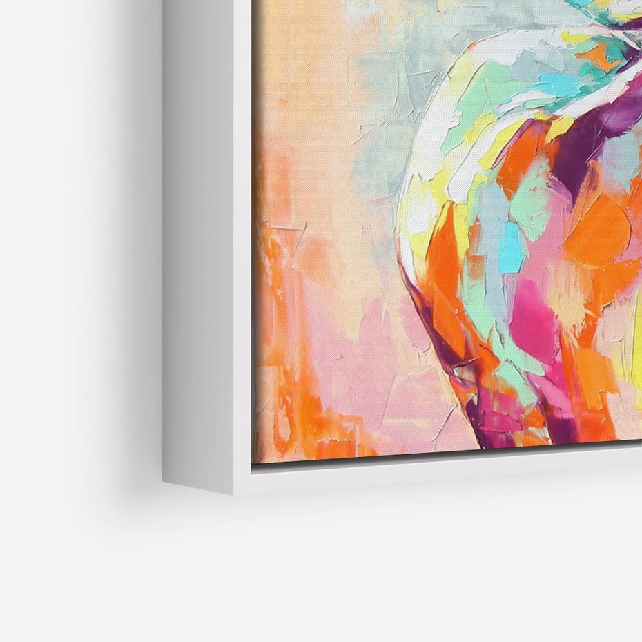 Obraz w ramie 120x80 - Impresje snów malarza - kolorowy olejny obraz, jeleń ryczący na rykowisku - rama biała