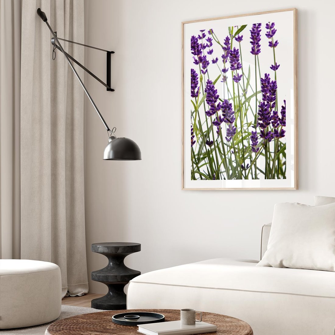 Plakat w ramie 30x40 - Fioletowa harmonia lawendy - lawenda, fiolet - rama drewno