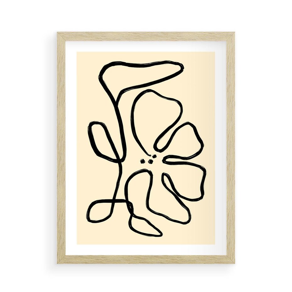 Plakat w ramie 50x70 - Zaklęte Aberracje - abstrakcyjna sztuka, przypominająca kwiat - rama drewno