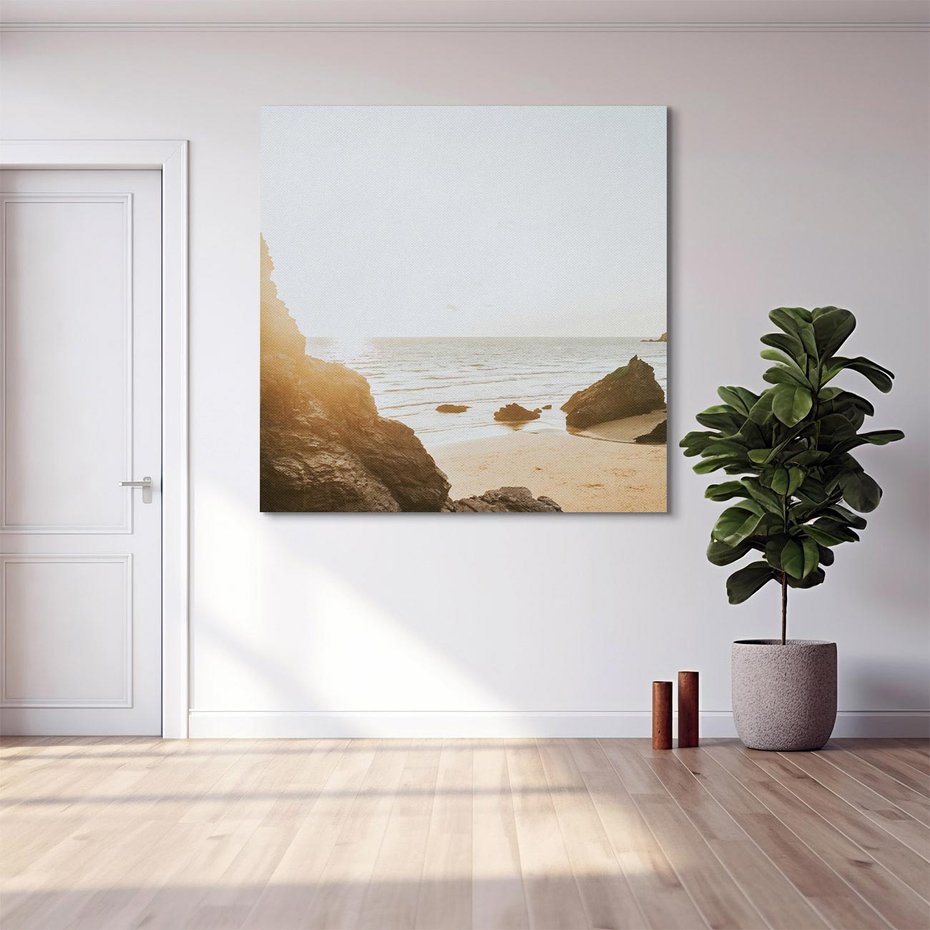 Obraz na płótnie 50x50 - Magia Wieczornego Spokoju - plaża, zachód